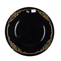 Assiette de présentation en verre écologique de 13 pouces avec bord doré, sous-assiette en verre coloré pour dîner, camping, décoration de mariage, vente en gros