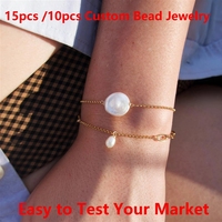 Pulsera de Perlas Barrocas de Agua Dulce Blancas al por Mayor, Joyería Elegante Irregular de Acero Inoxidable para Mujer, Regalo