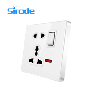 Sirode T1 Series British Standard Luxury Design Plaque acrylique Couleur noire Interrupteurs muraux électriques et prise avec panneau miroir