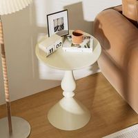 Table basse ronde de style moderne américain en marbre crème pour le salon