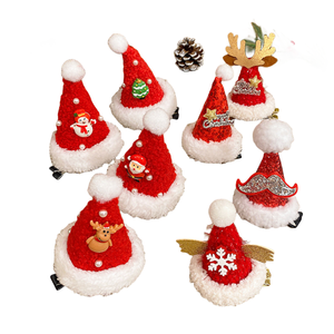 <b>Winter</b> Christmas Santa Hat Hair Hairclip Hairgrips Santa Hairpin Reindeer Christmas Hair Clips - Product Image 1