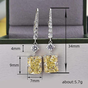 Pendientes de Diamantes en Oro Blanco para Mujer Jr Ae, Corte Esmeralda Amarillo Elegante, Certificados por Gia, Joyería de Lujo para Bodas - Product Image 6