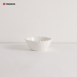 Porcelana blanca Borde de perla Decoración de cuentas en relieve Vajilla de cerámica Boda Ensaladeras Platos de postre Juego de vajilla - Product Image 3