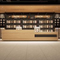 Comptoir de réception d'angle moderne en bois massif naturel, comptoir de caisse, mobilier de restaurant pour hôtel, taille personnalisée