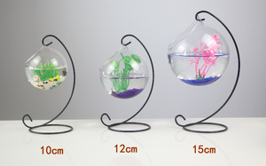 Wholesale of Transparent Glass Small Fish Tanks by Manufacturers Iron Hanging Goldfish for Residential <b>Decoration</b> - Product Image 3