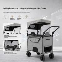 Chariot de plage pliable robuste à double siège avec auvent, en tissu Oxford 600D, pour camping