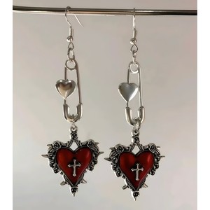 Pendientes de Cruz con Corazón de Espinas Góticas, Pendientes Colgantes de Aleación de Acero Inoxidable, Joyería de Moda Unisex - Product Image 3
