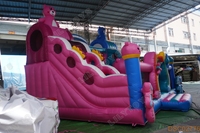 Aire de jeux gonflable sur le thème de l'ours mignon avec toboggan pour enfants, équipement de parc d'attractions commercial pour fêtes en plein air