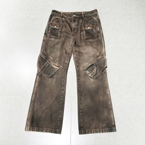 XUFEI diseño Original ropa de calle de alta calidad logotipo personalizado mono lavado para hombre Jean Homme Baggy Cargo marrón Denim <span class=keywords><strong>Jeans</strong></span> para hombres - Product Image 1