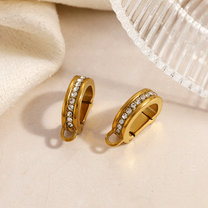 จี้สแตนเลสทรงเรขาคณิตรูปไข่ประดับเพชรเทียมชุบทองสำหรับงาน DIY เครื่องประดับอเนกประสงค์สำหรับทุกเพศ - Product Image 4