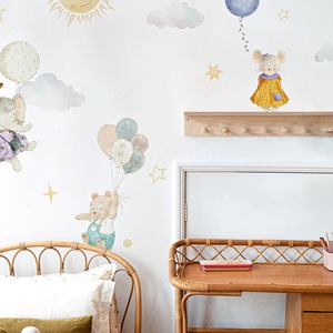 Ballon à Air chaud <span class=keywords><strong>carnaval</strong></span> Animal Illustration Stickers muraux pour enfants chambre pépinière chambre <span class=keywords><strong>maternelle</strong></span> lecture coin fête décor - Product Image 5