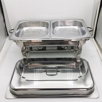 Lot de 4 réchauds de buffet rectangulaires pleine taille en acier inoxydable de 8 litres pour la restauration et les buffets
