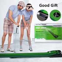 Tapete de Golf para Interiores con Césped de Doble Tono, Retorno de Pelotas, Doble Hoyilla, Línea de Alineación y Soporte para Putter, Ideal para Entrenamiento en Casa u Oficina