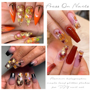 12 Colors Holographic Iridescent Autumn Maple Leaf Nail Glitter <b>Sequins</b> Nail <b>Art</b> Flakes for Nails Decoration - Product Image 2