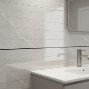 Carreaux muraux en céramique 3D à motif ondulé gris brillant en céramique avec des veines blanches, porcelaine émaillée pour des surfaces modernes élégantes - Product Image 1