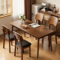 Ensemble de 2 chaises de salle à manger en bois massif, finition noyer, dossier incurvé ergonomique, coussin en cuir pour la maison, la cuisine, les meubles de restaurant
