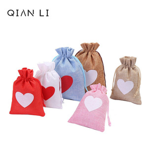 ถุงผ้าลินินรูปหัวใจ QIAN LI ขนาด 15x20 ซม. ถุงใส่ของขวัญงานแต่งงาน หลายสี อุปกรณ์วันวาเลนไทน์ - Product Image 3