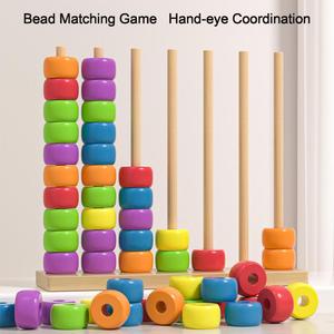Juego de combinación de cuentas de madera, juguete de clasificación de colores y conteo, rompecabezas de aprendizaje de matemáticas para niños de <span class=keywords><strong>2</strong></span> a 6 años - Product Image 3