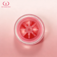 Pot à baume à lèvres ovale rechargeable vide avec couvercle en dôme transparent, base rose en ABS, emballage cosmétique pour gloss et rouge à lèvres, logo personnalisé OEM