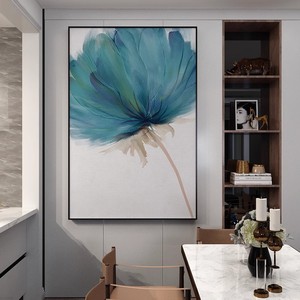 Peinture à l'huile abstraite de fleurs peinte à la main, cadre métallique, effet visuel 3D, style nordique moderne, art mural pour salon, entrée - Product Image 4