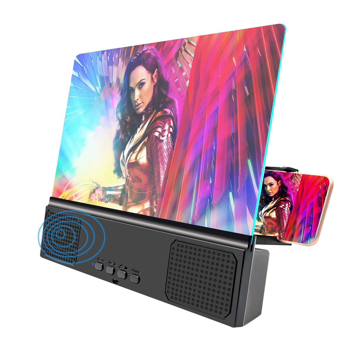 Настольная Складная лупа с ленивым кронштейном 3D HD, увеличительное стекло для экрана мобильного телефона, лупа с динамиком, видео