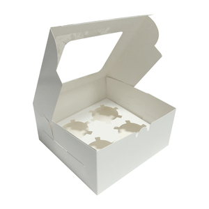 Boîte en papier kraft blanc à emporter, 50 pièces, différentes tailles, 2 4 6 12 trous, pour gâteaux et boulangerie, avec fenêtre transparente - Product Image 2