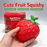 Jouet anti-stress Squeeeze Strawberry Squeeze Poke Squish, forme de fruit mignonne, doux à presser, sensoriel, vente en gros