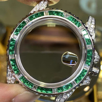 Montre mécanique de plongée pour homme avec boîtier en acier inoxydable de luxe, sertie de diamants, cadran vert, compatible avec le mouvement 3135
