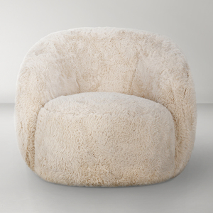 เก้าอี้พักผ่อน Adley Plush Swivel Accent Chair ดีไซน์หรูหราสไตล์นอร์ดิก หุ้มผ้า หมุนได้ เหมาะสำหรับห้องนั่งเล่น เก้าอี้ทรงกลมเดี่ยว - Product Image 2