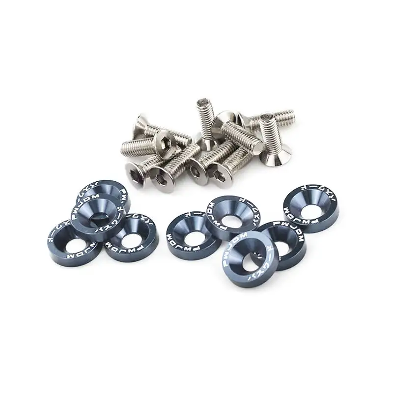 CNC Anodized Color Countersunk Washers M6 Hardware Tools Aluminum Fender Washer With Bolt