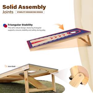 Jeu de Cornhole Pliable - Planches de Cornhole en Bois Portables avec 8 Sacs de Haricots Design Rouge/Bleu Jeu de Jardin Extérieur Fête Pelouse - Product Image 4