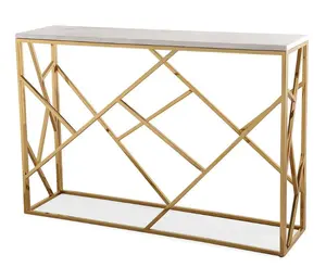 Luxury Stainless Steel Frame Marble Top Decor Console Hallway Table Entrance Table For Home Hotel Furniture