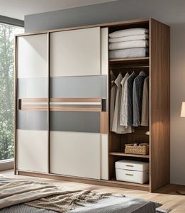 Armoire coulissante en bois massif, contreplaqué MDF, couleur et taille personnalisables, pour chambre à coucher, hôtel, villa - Product Image 6
