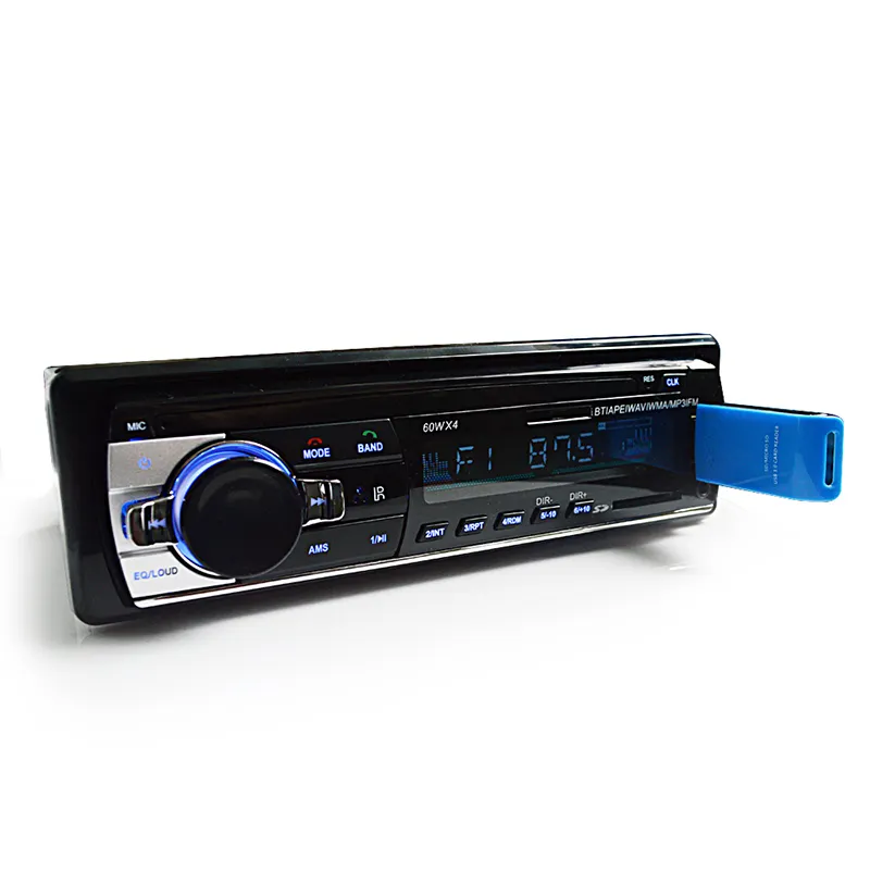 Rádio estéreo de carro bt, tocador de mp3 para carro, 60w x4, rádio fm, estéreo, música, usb/sd com entrada auxiliar in dash