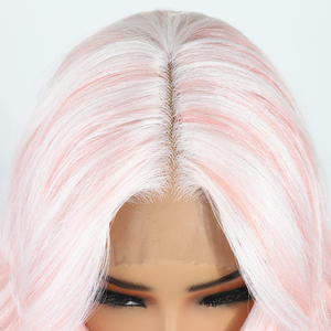 Khá Màu Hồng Màu Sắc HD Ren Phía Trước Tóc Giả Tổng Hợp Chịu Nhiệt Futura Sợi Non Ngọn Lửa Tổng Hợp Tóc HD Ren Phía Trước Glueless Tóc Giả - Product Image 4