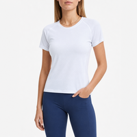 T-shirt de sport slim fit pour femme, tissu léger de haute qualité, séchage rapide, respirant, design OEM personnalisé, t-shirts de course et d'entraînement