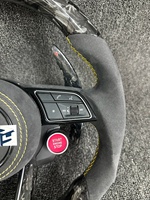 Volant en cuir véritable amélioré de style course pour AUDI RS7 RS3 RS4 RS5 RS6 S8 Q3 Q5 A4 A5 TT R8 – Nouveauté usine