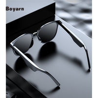 Boyarn Sun Lunettes de Soleil Intelligentes Rondes Surdimensionnées en Plastique Transparente pour Femmes et Hommes avec Fonction Musique