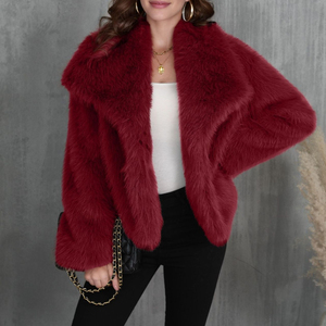 2025 femmes en peluche <span class=keywords><strong>bordeaux</strong></span> Bomber veste solide culture à manches longues veste chaud hiver manteaux femme manteaux décontractés femmes <span class=keywords><strong>fausse</strong></span> <span class=keywords><strong>fourrure</strong></span> <span class=keywords><strong>manteau</strong></span> - Product Image 1