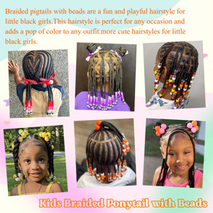 Extensión de pelo para niños con lazo y cuentas, accesorios para el cabello para niños, cola de caballo trenzada para niñas - Product Image 6