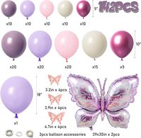 Chaîne de ballons papillon violets très tendance pour fête d'anniversaire, Saint-Valentin, demande en mariage, décoration de scène de mariage