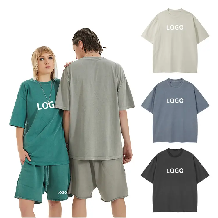 T-shirt homme/femme, Logo personnalisé, blanc, impression numérique, surdimensionné, Vintage, délavé à l'acide