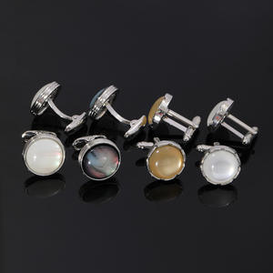 Nuevas llegadas: Gemelos de moda con cuarzo ahumado y diamantes para hombre, regalos para parejas, gemelos circulares, regalos corporativos - Product Image 3