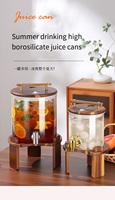 Distributeur de boissons en verre borosilicate avec couvercle en bois, robinet et support, grande capacité, pour infusion de fruits