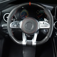 Volant en fibre de carbone noir modifié avec palettes de changement de vitesse, compatible avec Mercedes-AMG C-63 A-45/E-213
