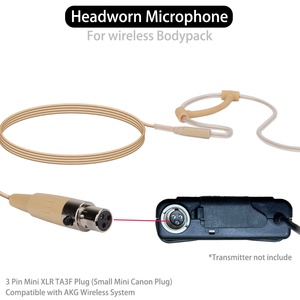 Micrófono de diadema beige de una sola oreja para Shure, <span class=keywords><strong>Sennheiser</strong></span>, <span class=keywords><strong>AKG</strong></span>, MiPro, Audio Technica, 4 pines TA4F, 3 pines TA3F, 3.5mm - Product Image 3