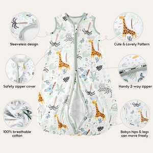 Sacs de couchage pour bébé en coton biologique certifié CPC 100% sans manches avec fermeture éclair - Product Image 5