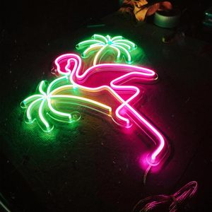 Flamant rose <span class=keywords><strong>et</strong></span> palmier <span class=keywords><strong>enseigne</strong></span> néon Led enseignes lumineuses pour décoration murale flamant rose néon - Product Image 2
