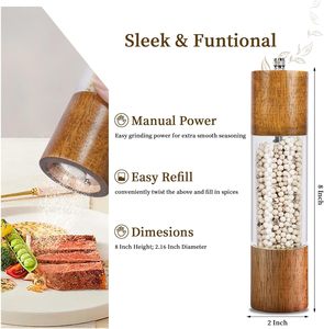 Sels et poivrières en verre personnalisés avec moulin en bois pour le voyage - Product Image 3