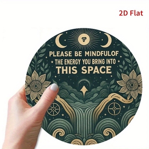 Decoración de Meditación con Energía Consciente para el Hogar y la Oficina, Adorno Circular Acrílico 2D para Colgar en la Pared con Frase Espiritual: Please Mindful Energy - Product Image 4